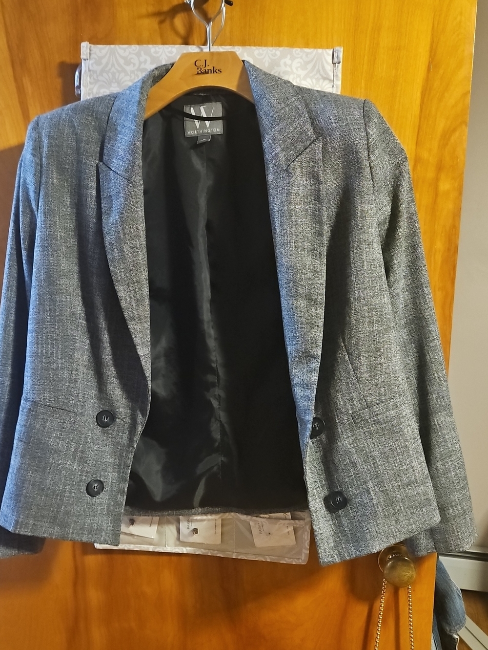 Worthington Gray Textured Women's Blazer with Black Lining